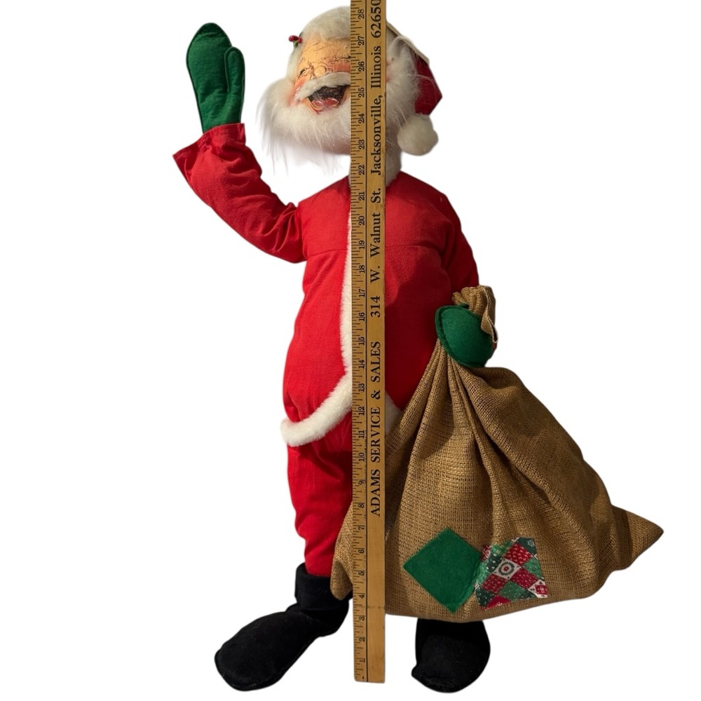 1966 Annalee Mobilitee Doll POSABLE Santa / Sack 28” Tall Christmas Vintage